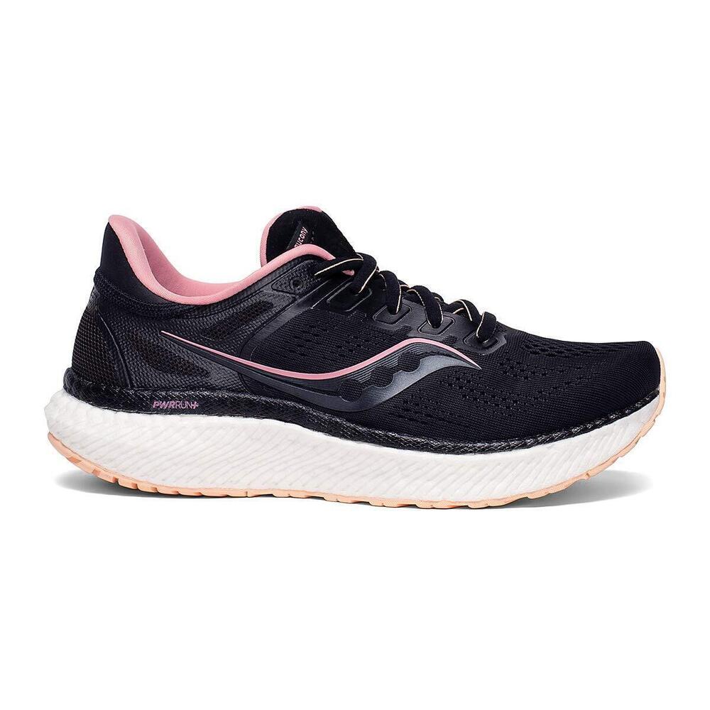 SAUCONY WOMEN'S HURRICANE 23 SNEAKER, BLACK/ROSE, 10
